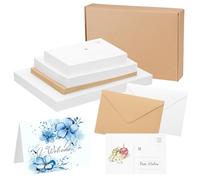 PATIKIL 30 Sets Carta Per Acquerello In Cotone 140lb/300 GSM Con Buste in Carta Kraft, Cartoline per Dipinti E Disegni per Ringraziamento Creativi e Natalizie DIY, 5"x7"(Angolo Retto)