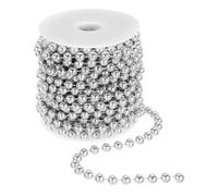 PATIKIL 33 Piedi Collana Di Perle 8 mm Ghirlanda Di Perle Finto Spool Rotolo Filamenti Perle Catena Decorazione Per Matrimonio Fiori Albero Di Natale Artigianato Fai Da Te, Argento