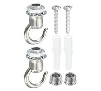 PATIKIL 37mmx23mm Soffitto Gancio, 2pz Vite Ganci Luce Fissaggi Accessorio per Sospeso Piante, Cristallo Lampadari, Candele Lampadari, Barra Luci, Lanterne, Nichel Tono