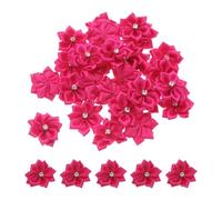 PATIKIL 3cm Piccoli Fiori a Nastro, 100pz Fiori in Nastro di Raso Mini Fiori Stoffa per Creazioni Fai Da Te Ornamenti Matrimoniali, Rosa Rossa