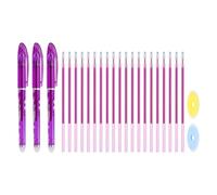PATIKIL 3Pz Ricariche Penne Cancellabili con 20 Ricarica E 2 Gomme, 0.5Mm caldo Penna Cancellabile Gel inchiostro Viola Per Tessuti Pennarelli Per Tessuti Per Cucito Pianificazione