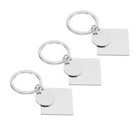 PATIKIL 3pz Stampaggio Etichette Vuote, Portachiavi Metallo Grezzi Etichette Stampaggio Quadrate Grezze Targhetta Rotonda Acciaio Inossidabile Fai da Te per Incisione Laser, Tono Argento