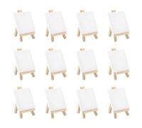 PATIKIL 3x3" Tavole Tela per Pittura, 12pz Cornice Legno Cotone Quadrata, Pannello Tela Vuota Tesare Tripla Primerizzazione per Pittura Acrilica, Olio, Tempera,Bianco