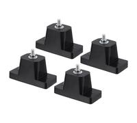 PATIKIL 4.45x2.01x2.36 Pollici Supporto in Gomma con Piastra di Montaggio, 4Pz Staffe Mini Split Anti-Vibrazione per Condizionatori d'Aria Esterni, Accessori Ammortizzatori HVAC, Nero