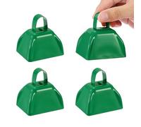 PATIKIL 4 Campanacci per Partite di Calcio, 3 Pollici Campanacci per Eventi Sportivi in Blocco, Strumenti per Fare Rumore Forte, Campanaccio Metallico con Manico per Tifare, Verde