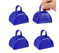 PATIKIL 4 Campanelle per Partite di Calcio, 3 Pollici Campanelle per Eventi Sportivi All'ingrosso Strumenti per Fare Rumore Campanelle di Metallo con Manico per Tifare, Blu