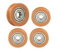 PATIKIL 4 Pezzi Cuscinetti A Scanalatura A U In Nylon 10x43.5x13mm Marrone | Con Cuscinetti A Sfera In Acciaio Cromato GCr15, Tipo U Scanalatura Doppia Ruota Metallo, Per Porte Finestre