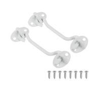 PATIKIL 4 pollici Gancio Occhio Chiusura, 2pz Carbonio Acciaio Privacy Gancio e Occhio Chiusura Cancello Chiusura Blocco Per Finestra Scorrevole Porta Fienile Porta, Bianco