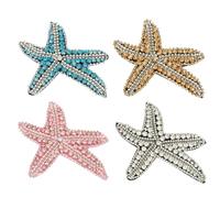 PATIKIL 4 Pz Patch Con Perline a Forma Di Stella Marina, Patch Con Paillettes a Forma Di Stella Marina da Cucire Su Tessuto per Abbigliamento Borsa Jeans Scarpe, Blu/Giallo/Rosa/Nero