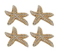 PATIKIL 4 Pz Patch Con Perline a Forma Di Stella Marina, Patch Con Paillettes a Forma Di Stella Marina da Cucire Su Tessuto per Abbigliamento Borsa Jeans Artigianato Fai da Te, Giallo