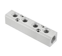 PATIKIL 4 Vie 6 Porte Aria Collettore, G1/2" G1/4" Alluminio Aria Tubo Flessibile Linea Collettore Blocco Separatore Pneumatico Aria Tubo Flessibile Montaggio, Blu