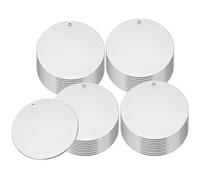 PATIKIL 40 Pcs Tondelli In Metallo Tondi Da 1,2 Pollici Argentate Con Foro | Per Incisione Realizzazione Gioielli Incisione, Acciaio Inox
