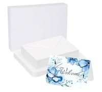 PATIKIL 40 Sets Carta Per Acquerello In Cotone con Angolo Arrotondato 140lb/300 GSM Con Buste Kraft da Dipinti E Disegni per Ringraziamento Creativi e Natalizie, 4"x6"(Scatola Bianca)