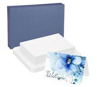 PATIKIL 40 Sets Carta Per Acquerello In Cotone con Angolo Arrotondato 140lb/300 GSM Con Buste Kraft da Dipinti E Disegni per Ringraziamento Creativi e Natalizie, 4"x6"(Scatola Blu)