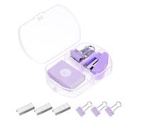 PATIKIL 400 Punti Cucitrice Set Metallo Portatile Scrivania Ufficio Viola | Accessori Nessun Inceppamento Cucitrice, per Lavoro Scrivania Casa Aula, con 400 Punti 3 Raccoglitori Clip