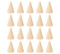 PATIKIL 40x25mm Naturale Legno Cono cerchio Supporto, 20pz Dito Gioielli Espositore Supporto Organizzatore Non Verniciato Coni Legno per Fai-da-te Lavorazione, Marrone