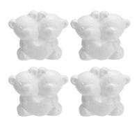 PATIKIL 4pz Orsetto in Schiuma, 2.9" Forme in Schiuma Bianca per Artigianato, Sculture in Schiuma per Decorazioni di Fiori Orsetti Rosa Fai da Te Pittura Disegno Regalo