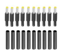 PATIKIL 5.5x2.5mm CC Maschio Terminali Alimentazione Spina 10 Pacco Fai da Te CC Barile Connettore Sostituzione con Tubo Termorestringente Giallo