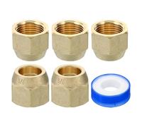 PATIKIL 5/8 SAE Dado a Compressione in Ottone, 5pz 45 Gradi Raccordo Tubo Svasato in Rame Tappo per Raccordo Tubo Ottone con Nastro Adesivo per Linea Gas Acqua Condizionatore Aria, Opaco