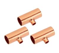 PATIKIL 5/8" x 1/4" x 5/8" ID Connettore Raccordo a T Riduzione in Rame, 3pz 99,9% 3 Vie Riduttore Adattatore per Connettore Tubo Rame Puro con Connessione a Saldare a Caldo