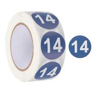 PATIKIL 500 Etichette/Rotolo Adesivi Rotondi Blu Chiaro Con Testo Bianco | Numero 14, 2,5 cm, Etichette Adesive Numerate Codificate A Colori, Per Organizzazione Domestica Gestione Ufficio