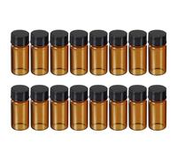 PATIKIL 5mL Bottiglia di Reagente, 16pz Bottiglie di Vetro Rotondo con Tappo a Vite in Plastica per Laboratorio Casa, Nero Ambrato