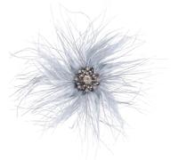 PATIKIL 6.7 Pollici Spille oversize di piuma di struzzo Grigio | Grande clip per capelli da corsage con strass, per Donna, per abito da sera, matrimonio, festa, ballo, banchetto