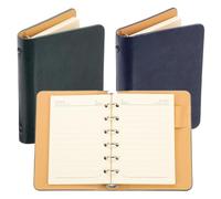 PATIKIL 6 Anelli Copertina Binder, 2 Pezzi A7 Taccuino In Pelle Mini Ricaricabile Planner Personale Con 50 Fogli A Righe, Verde/Blu