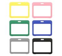 PATIKIL 6 Confezione Porta Badge Trasparente, Porta Badge in Plastica Con Doppi Finestre Protettore Id Orizzontale Clip per Carte di Credito Chiavi di Prossimità, 6 Colori