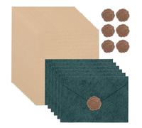 PATIKIL 6 Pezzi Set Carta e Buste da Lettera 4x6 pollici Verde Scuro | Motivi Speciali Albero, con Cera Sigillante e Carta per Lettere Foderata Carina, Retrò per Scrivere Corrispondenza Amici