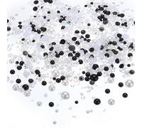 PATIKIL 60g Flatback Perle e Strass 3-10mm Perle Strass Misto Misura Rotondo Metà Perle per Artigianato Viso Unghie Arte Fai da Te Bicchieri Scarpe Misto Nero Bianco