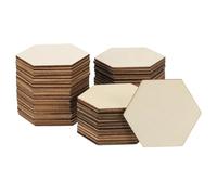 PATIKIL 60mm Pezzi di Legno, Confezione da 50, Forme Esagonali di Legno Grezzo, Sagome di Legno Vuote per Ornamenti Naturali per Progetti di Artigianato Natalizio