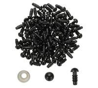 PATIKIL 6mm Occhi Sicurezza, 100 Set Occhi Plastica Artigianato con Rondelle Occhi Sicurezza per Animali di Peluche Giocattoli all'Uncinetto Bambole Creazioni Fai da Te, Nero