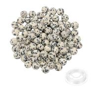 PATIKIL 6mm Perline Pietre Naturali, 200Pz Preziosa Autentica Reale Cristallo Con Cordino Elasticizzato Sciolta Perline per Braccialetti Collane Creazione Gioielli DIY, Verde Nero