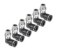 PATIKIL 6mm Tubatura OD X 1/8 NPT Maschio Filo Collegamento a Pressione Tubatura Raccordo, 6pz Gomito Aria Pressione Raccordo Lock Raccordo per Pneumatico Idraulico system