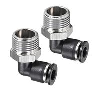 PATIKIL 6mm Tubo OD x 3/8 NPT Maschio Filo Gomito Raccordi, 2pz Pressione per Collegare Pneumatica Aria Spingere Raccordo fissare Raccordo per Pneumatica Idraulica