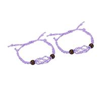 PATIKIL 7,87-11,02" Porta Braccialetto Corda Vuoto per Pietre, 2pz 1,38" Supporti per Pietre Pendenti Regolabili con Gabbia Cristallo in Corda Cera per Creazione Gioielli, Viola