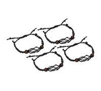 PATIKIL 7,87-11,02" Porta Braccialetto Corda Vuoto per Pietre, 4pz 1,38" Supporti per Pietre Pendenti Regolabili con Gabbia Cristallo in Corda Cera per Creazione Gioielli, Nero