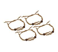 PATIKIL 7,87-11,02" Porta Braccialetto Corda Vuoto per Pietre, 4pz 1,38" Supporti per Pietre Pendenti Regolabili con Gabbia Cristallo in Corda Cera per Creazione Gioielli, Marrone