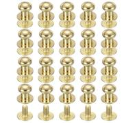 PATIKIL 7 Mm Rivetti In Pelle, 20 Set Vite A Sfera Testa Rotonda Bottone Vite Chicago Per Fai Da Te Borsa Cintura Riparazioni, Colore Oro