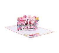 PATIKIL 70 Anni Cartolina di Compleanno a Scomparsa Regalo Carta Divertente Buon Compleanno Bouquet di Fiori 3D Farfalle Dolce con Cartolina Auguri e Busta per Regalo Donna Rosa
