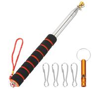 PATIKIL 8.2ft Asta Bandiera Telescopica, Asta Telescopica in Acciaio Inossidabile Portatile a Mano con Clip, Fischietto e Cinghia per Guida Turistica Insegnamento Festival, Oro Nero