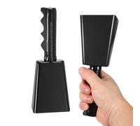 PATIKIL 8"Campanacci Per Partite Calcio, 2Pz Campanacci Eventi Sportivi Ingrosso Strumenti Fare Rumore Campanaccio Metallico Con Manico Per Tifare Competizione Maratona Matrimonio, Nero