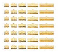 PATIKIL 8mm/10mm/13mm/20mm/25mm Terminali A Crimpare Per Nastro 150pcs pinze Crimpatura Terminale Braccialetto Segnalibro Estremità Cordino Fermagli Chiusura Per Artigianato Gioielli Oro