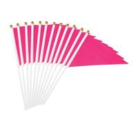 PATIKIL 8x3 Pollici Mini Bandierine, 12Pezzi Piccole Bandierine Solide Vuote Su Bastoncino Per DIY Graffiti Compleanno Carnevale Celebrazione Sport, Rosso Rosa
