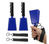 PATIKIL 9" Campanacci Per Partite Calcio 2Pz Campanacci Eventi Sportivi Ingrosso Strumenti Rumorosi Campanaccio Metallico Con Manico E Cinturino Per Tifo Gara Maratona Matrimonio DIY Blu