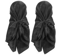 PATIKIL 90cm Sciarpa in Raso, 2pz Grande Sciarpa Quadrata Bandane per Capelli Effetto Seta Sciarpe Avvolgere Testa per Donne, Nero