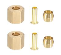 PATIKIL 90Pcs Kit Di Raccordi A Compressione In Ottone, 1/4" Sleeves Ferrules Inserti Dadi Per Collegare Aria, Carburante, Acqua, Olio E Gas Inerti