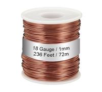 PATIKIL 99.9% Morbido Rame Filo, 18 Calibro/1mm Diametro 236 Piedi/72m 1.1 Libbre Bobina Puro Rame Filo per gioielle Creazione Perlato Giardino Piante