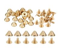 PATIKIL 9mm Borchie Abbigliamento, 20 Set Borchie e Spine Rivetti Pelle Coni Metallo Viti Abbigliamento Artigianato Pelle Scarpe Borsa Punk Leathercraft, 6x9mm, Tono Oro